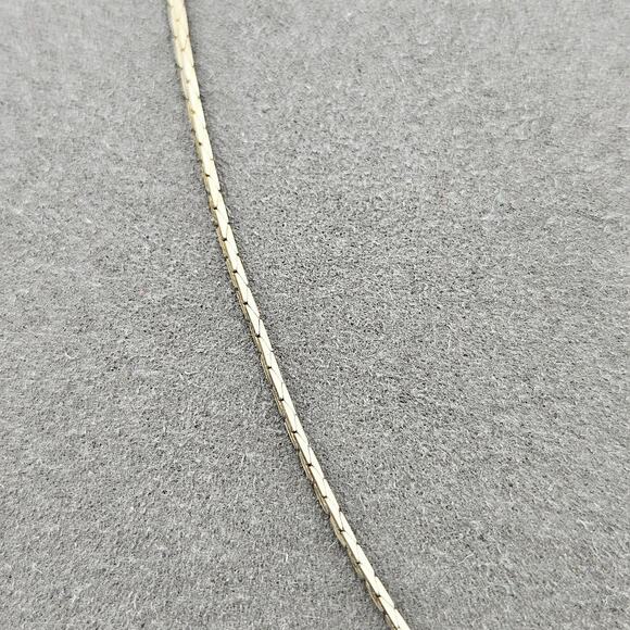 Two Tone Silver & Gold Tone Necklace Dark Blue Crystal Stone Charm Small Simple - Picture 3 of 5